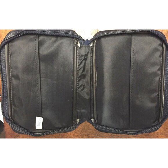 Bible Cover Dark Blue Faux Leather Black Inside Two Inside Outside Pocket - Picture 7 of 7